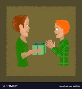 Flat shading style icon friends gift vector image