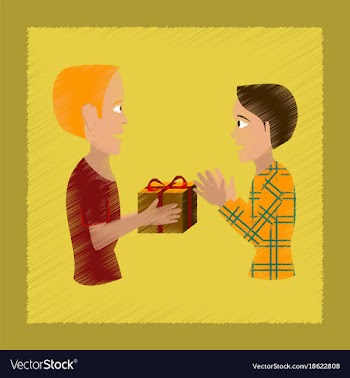 Flat shading style icon friends gift vector image