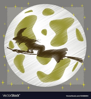 Flat shading style icon Full Moon witch vector image