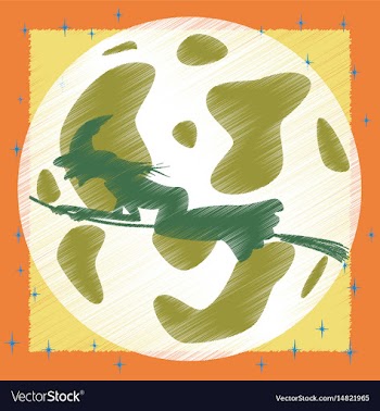 Flat shading style icon full moon witch vector image