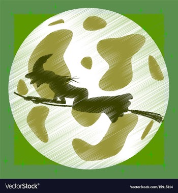 Flat shading style icon full moon witch vector image