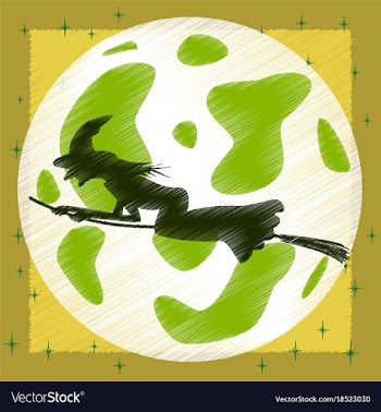 Flat shading style icon full moon witch vector image