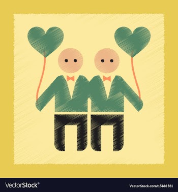 Flat shading style icon gay family vector image