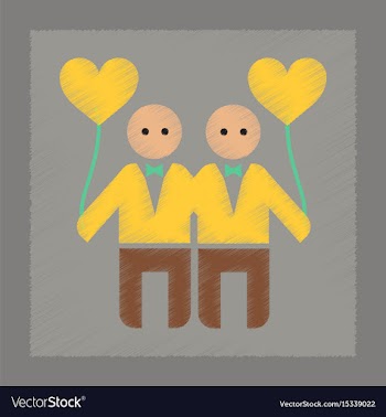 Flat shading style icon gay family vector image