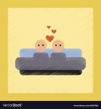 Flat shading style icon gay in bed vector image