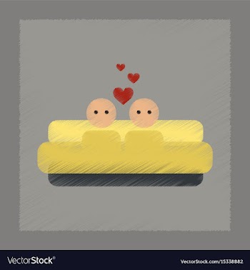 Flat shading style icon gay in bed vector image
