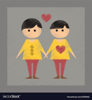 Flat shading style icon gay lovers vector image