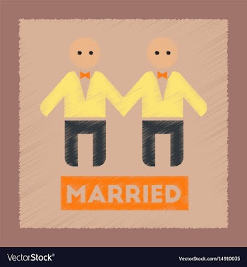 Flat shading style icon gay newlyweds vector image
