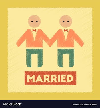 Flat shading style icon gay newlyweds vector image