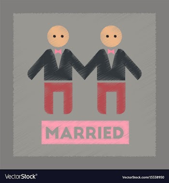 Flat shading style icon gay newlyweds vector image