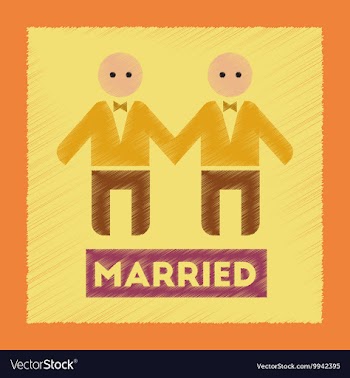 Flat shading style icon gay newlyweds vector image