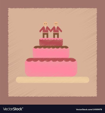 Flat shading style icon gay wedding cake vector image