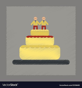 Flat shading style icon gay wedding cake vector image