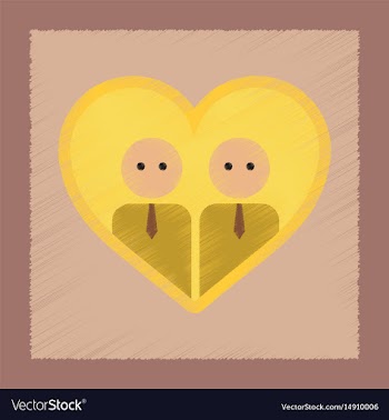 Flat shading style icon gays in the heart vector image