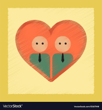 Flat shading style icon gays in the heart vector image