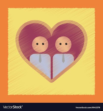 Flat shading style icon gays in the heart vector image