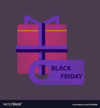 Flat shading style icon gift box black friday vector image