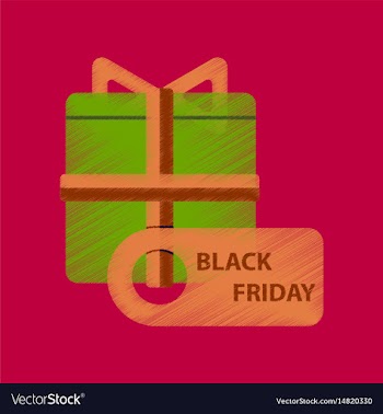 Flat shading style icon gift box black friday vector image