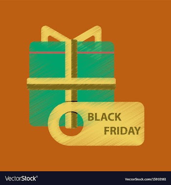 Flat shading style icon gift box black friday vector image