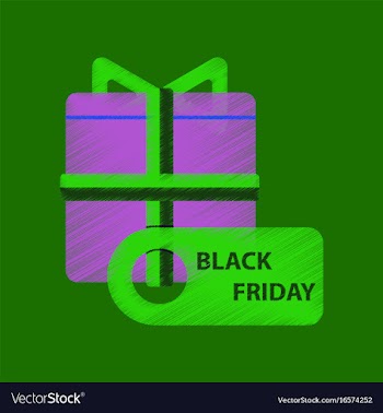 Flat shading style icon gift box black friday vector image