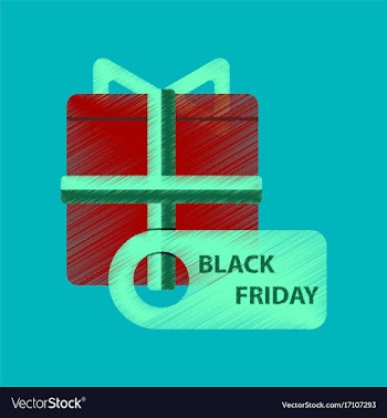 Flat shading style icon gift box black friday vector image