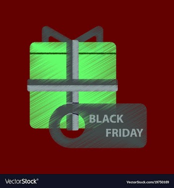 Flat shading style icon gift box black friday vector image