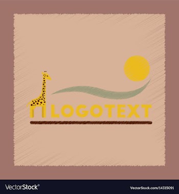 Flat shading style icon giraffe logo vector image