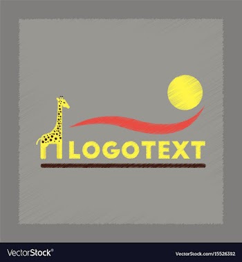 Flat shading style icon giraffe logo vector image