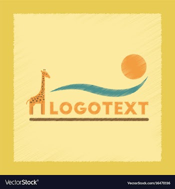 Flat shading style icon giraffe logo vector image