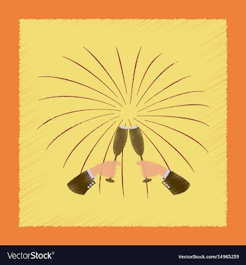 Flat shading style icon glasses champagne hands vector image
