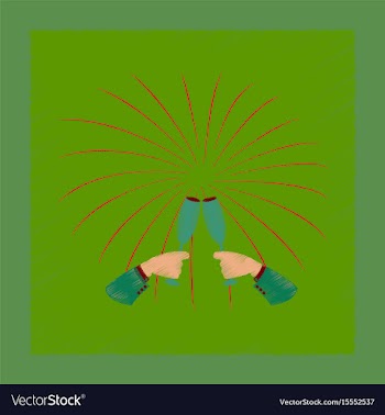 Flat shading style icon glasses champagne hands vector image
