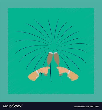 Flat shading style icon glasses champagne hands vector image