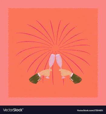 Flat shading style icon glasses champagne hands vector image