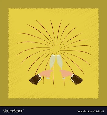 Flat shading style icon glasses champagne hands vector image