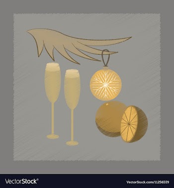 Flat shading style icon glasses champagne oranges vector image