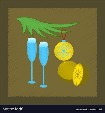 Flat shading style icon glasses champagne oranges vector image
