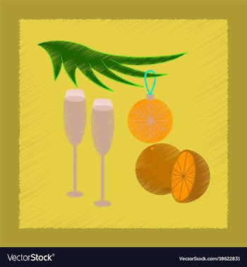Flat shading style icon glasses champagne oranges vector image