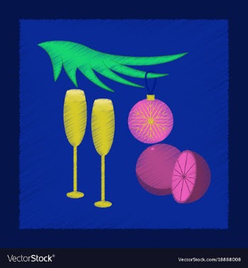 Flat shading style icon glasses champagne oranges vector image