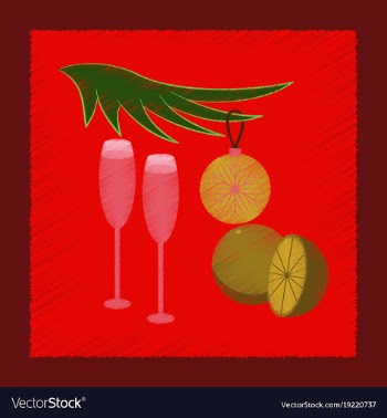 Flat shading style icon glasses champagne oranges vector image