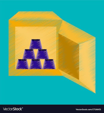 Flat shading style icon gold bars in a safe vector image