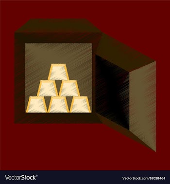 Flat shading style icon gold bars in a safe vector image