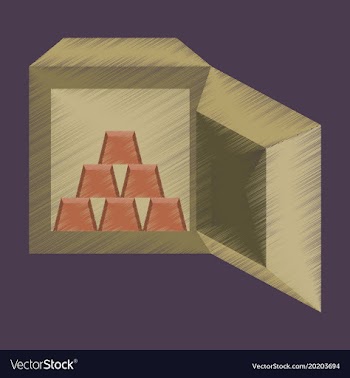 Flat shading style icon gold bars in a safe vector image