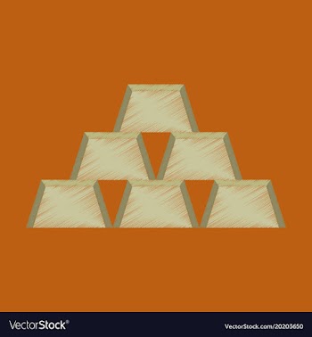 Flat shading style icon gold bars vector image