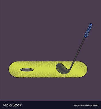 Flat shading style icon golf stick and hole vector image