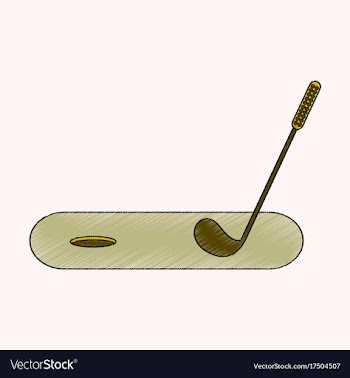Flat shading style icon golf stick and hole vector image