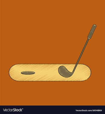 Flat shading style icon golf stick and hole vector image