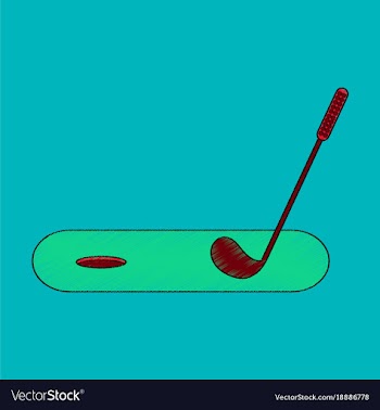 Flat shading style icon golf stick and hole vector image