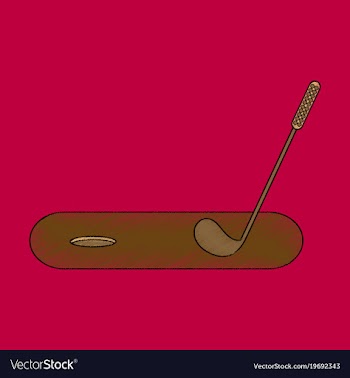 Flat shading style icon golf stick and hole vector image