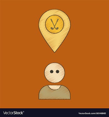 Flat shading style icon golfer logo vector image