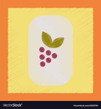 Flat shading style icon grapes with leaf vector image
